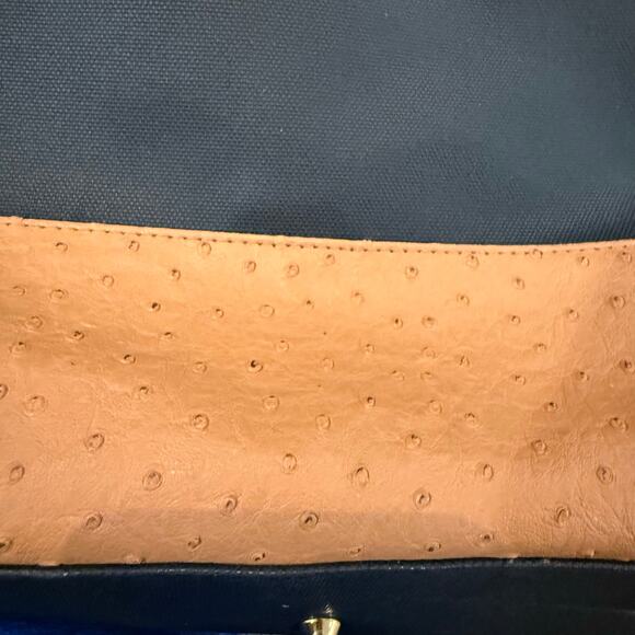 Elizabeth Arden Faux Ostrich Canvas Tote Travel Weekender Bag Satchel Black Tan - Picture 6 of 7